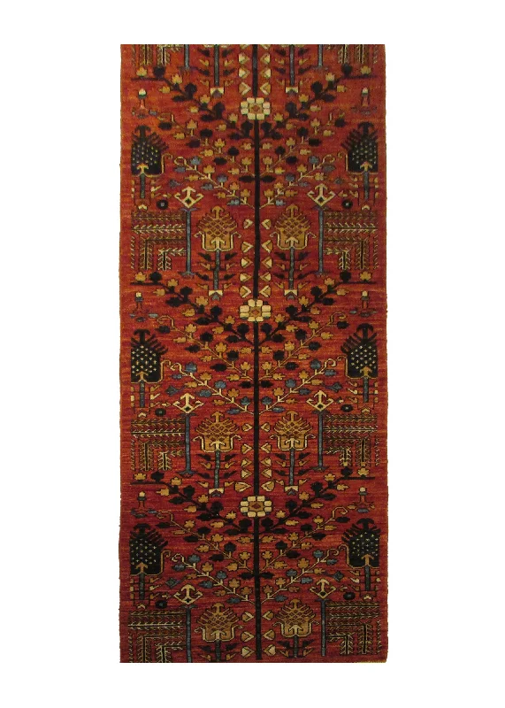 Oriental Rug Pakistani Handmade Runner Transitional Tribal 2'9"x10'4" (3x10) Red Blue Ariana Tree of Life Bakhshayesh Gabbeh Design #A29195