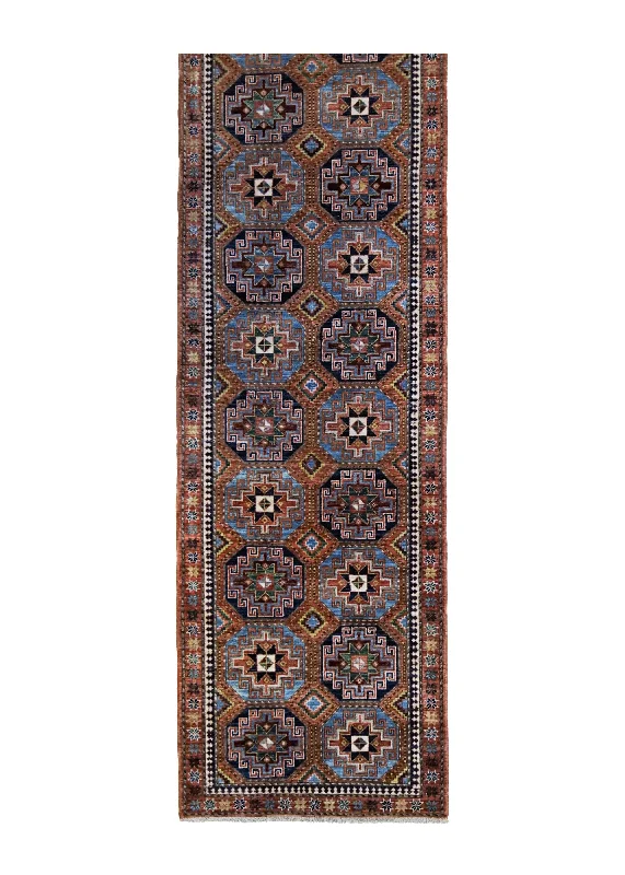 Oriental Rug Pakistani Handmade Runner Transitional Tribal 2'10"x9'9" (3x10) Red Geometric Design #A34940