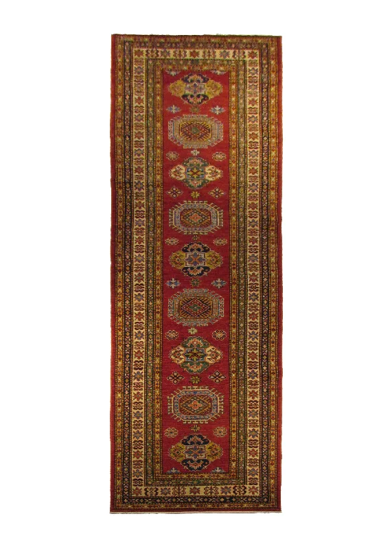 Oriental Rug Pakistani Handmade Runner Transitional Tribal 2'8"x10'1" (3x10) Red Kazak Geometric Design #A29309