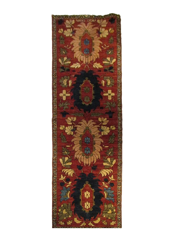 Oriental Rug Pakistani Handmade Runner Transitional Tribal 2'8"x10'2" (3x10) Red Serapi Geometric Design #A29321