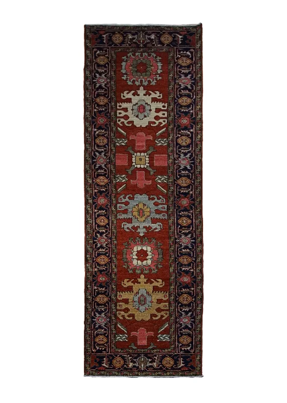 Oriental Rug Pakistani Handmade Runner Transitional Tribal 2'8"x10'0" (3x10) Red Serapi Geometric Design #A29946