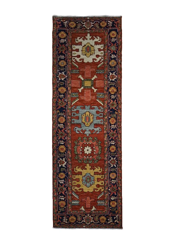 Oriental Rug Pakistani Handmade Runner Transitional Tribal 2'8"x9'11" (3x10) Red Serapi Geometric Design #A29947