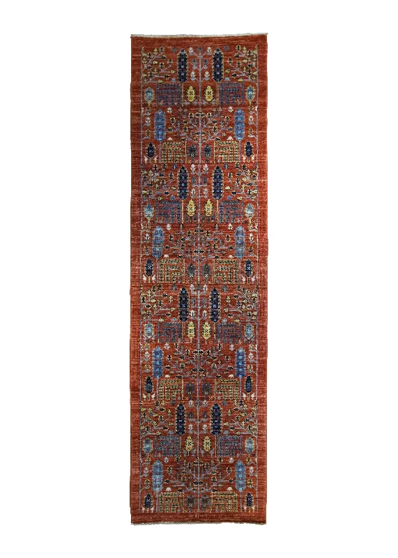 Oriental Rug Pakistani Handmade Runner Transitional Tribal 2'9"x10'0" (3x10) Red Tree of Life Bakhshayesh Design #A34953