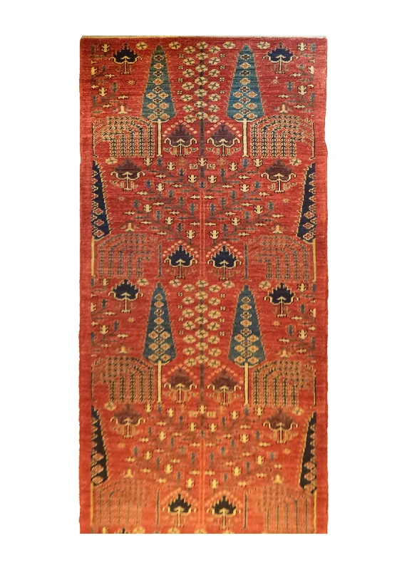 Oriental Rug Pakistani Handmade Runner Transitional Tribal 2'8"x11'10" (3x12) Red Tree of Life Lori Gabbeh Design #A28058