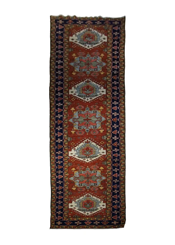 Oriental Rug Pakistani Handmade Runner Transitional Tribal 3'1"x15'10" (3x16) Red Serapi Geometric Design #A29940