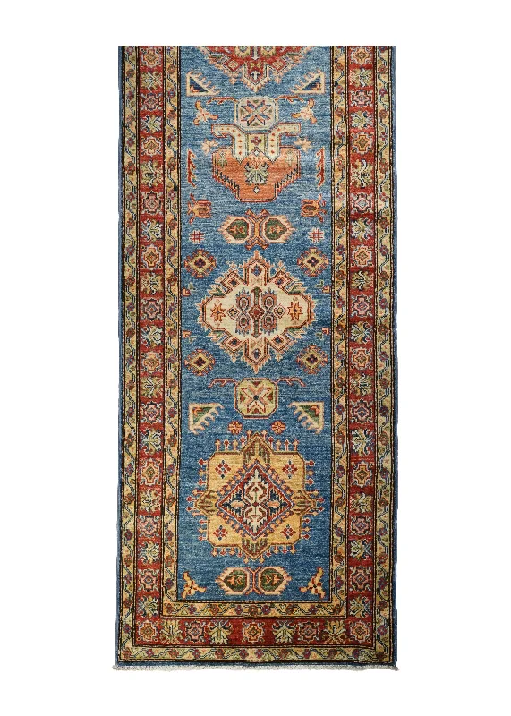 Oriental Rug Pakistani Handmade Runner Transitional Tribal 2'10"x20'2" (3x20) Blue Red Yellow/Gold Kazak Geometric Design #A29164