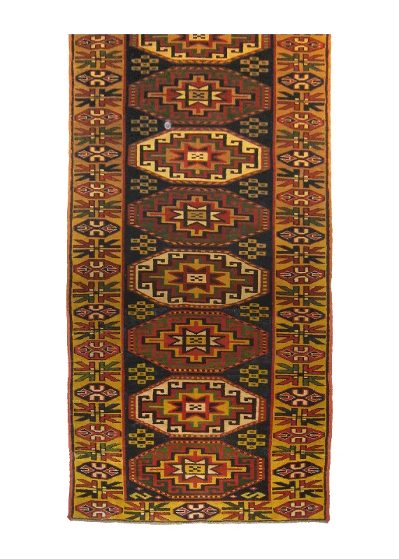 Oriental Rug Pakistani Handmade Runner Tribal 2'7"x14'4" (3x14) Blue Yellow/Gold Red Geometric Design #A26719