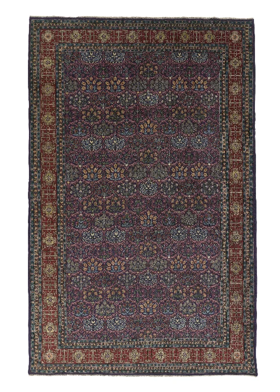 Oriental Rug Turkish Handmade Area Traditional 6'5"x10'3" (6x10) Purple Blue Green Garden Design #34835