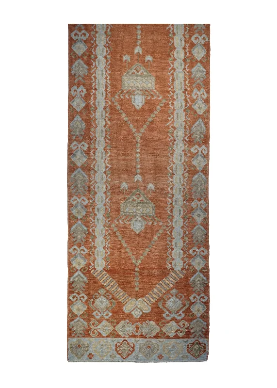 Oriental Rug Turkish Handmade Runner Tribal 3'1"x17'2" (3x17) Red Oushak Geometric Design #A27728