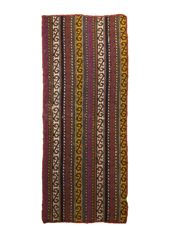 Oriental Rug Uzbek Handmade Runner Tribal 2'7"x6'3" (3x6) Multi-color Red Kilim Uzbekistan Stripes Design #A27584