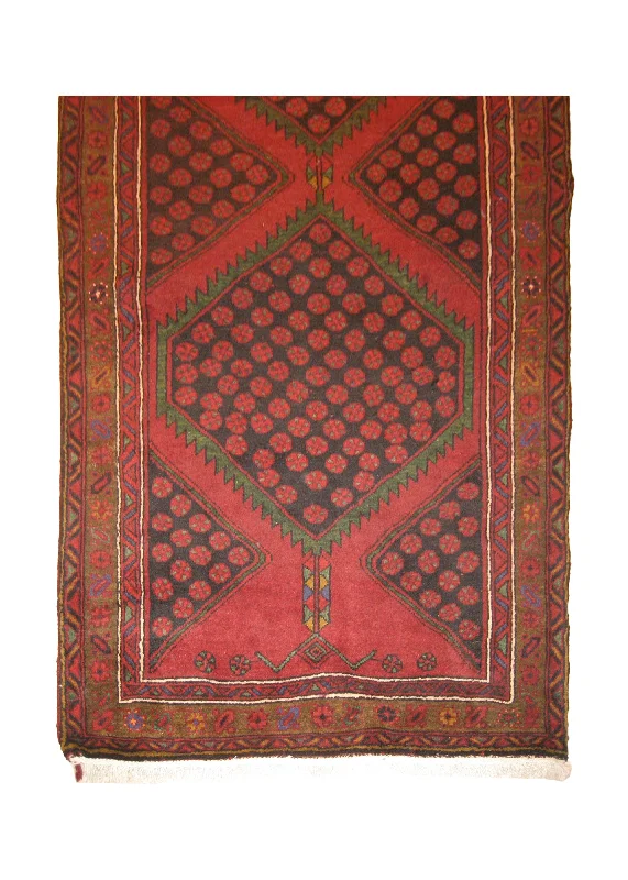 Persian Rug Azerbaijan Handmade Runner Tribal 3'10"x14'1" (4x14) Red Geometric Design #A18229