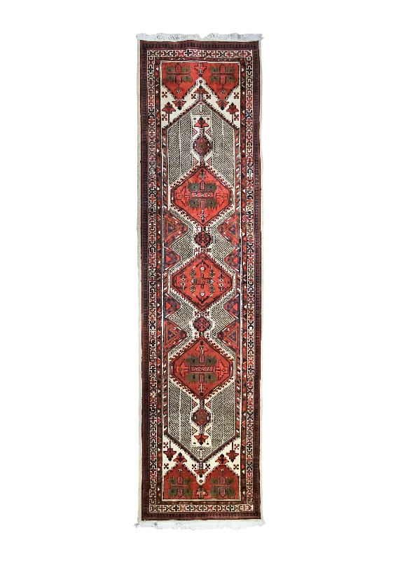 Persian Rug Azerbaijan Handmade Runner Tribal 3'9"x14'3" (4x14) Red Geometric Design #A34754