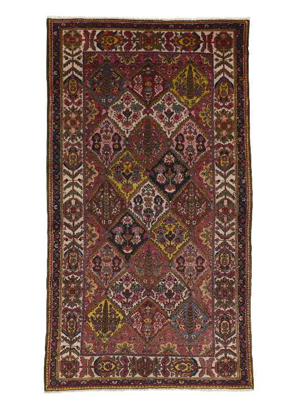 Persian Rug Bakhtiari Handmade Area Antique Tribal 5'5"x9'10" (5x10) Red Garden Design #34879