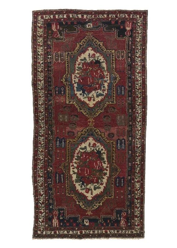 Persian Rug Bakhtiari Handmade Area Antique Tribal 5'5"x10'9" (5x11) Red Gol Farang Design #16944