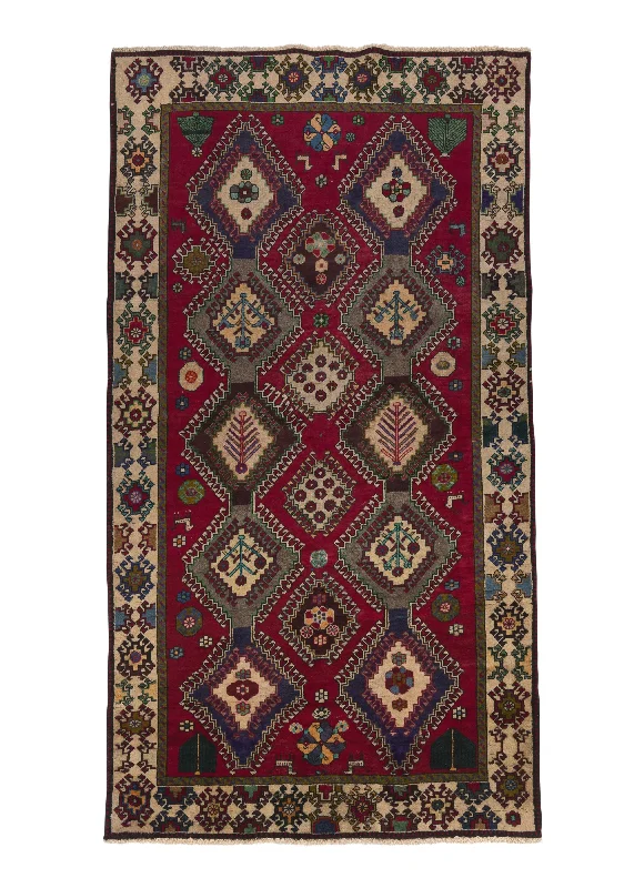 Persian Rug Bakhtiari Handmade Area Tribal 5'0"x9'6" (5x10) Red Geometric Design #31053