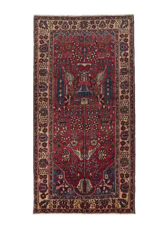 Persian Rug Bakhtiari Handmade Area Tribal 5'3"x10'3" (5x10) Red Tree of Life Animals Design #31077