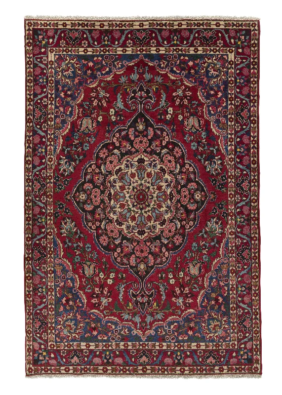 Persian Rug Bakhtiari Handmade Area Tribal 6'9"x10'1" (7x10) Red Floral Design #18595