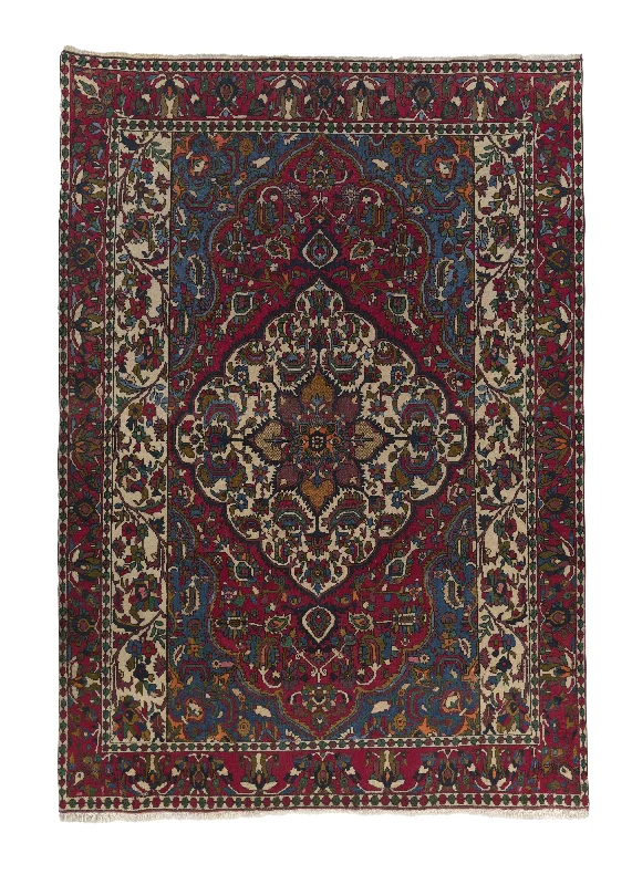 Persian Rug Bakhtiari Handmade Area Tribal 7'0"x10'2" (7x10) Red Floral Design #32860