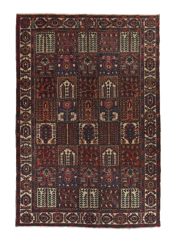 Persian Rug Bakhtiari Handmade Area Tribal 6'9"x9'10" (7x10) Red Garden Design #18557