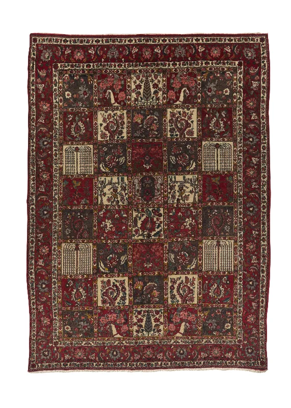 Persian Rug Bakhtiari Handmade Area Tribal 7'0"x9'8" (7x10) Red Garden Design #35595