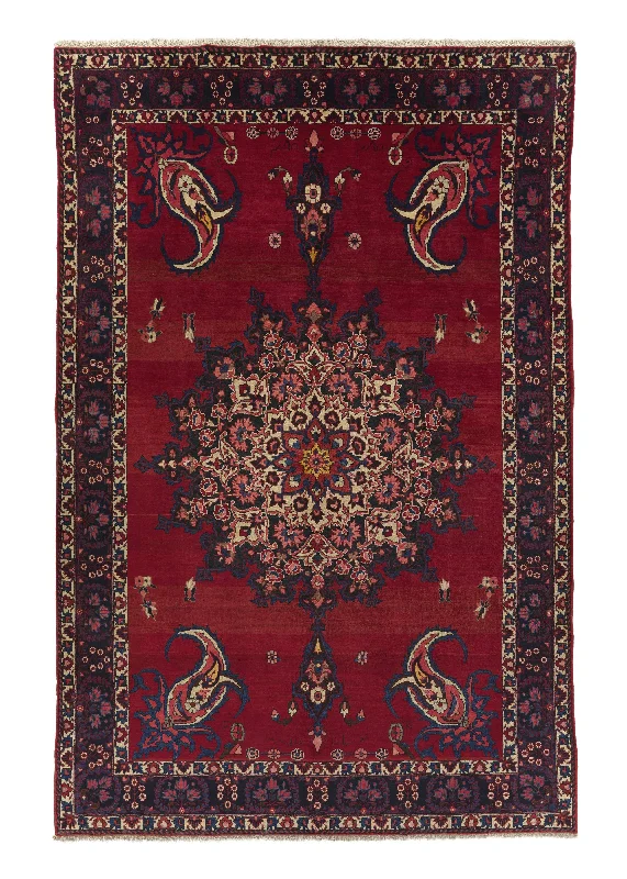 Persian Rug Bakhtiari Handmade Area Tribal 6'9"x10'4" (7x10) Red Paisley/Boteh Floral Design #18172