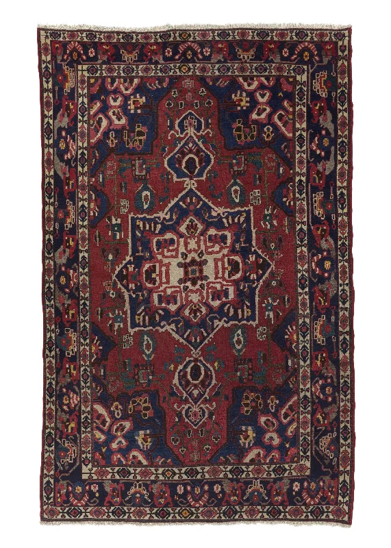 Persian Rug Bakhtiari Handmade Area Tribal 6'11"x10'9" (7x11) Red Geometric Design #18591