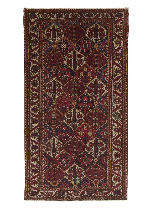 Persian Rug Bakhtiari Handmade Area Tribal Vintage 5'7"x10'3" (6x10) Red Garden Design #17709