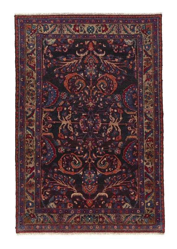 Persian Rug Bakhtiari Handmade Area Tribal Vintage 5'11"x8'10" (6x9) Blue Orange Geometric Design #17700