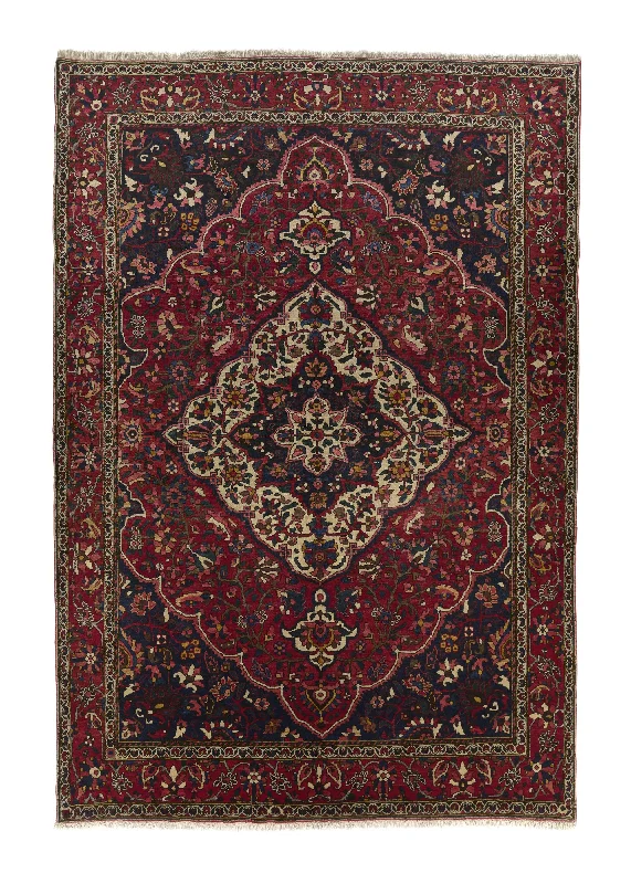 Persian Rug Bakhtiari Handmade Area Tribal Vintage 7'1"x10'4" (7x10) Red Floral Design #17669