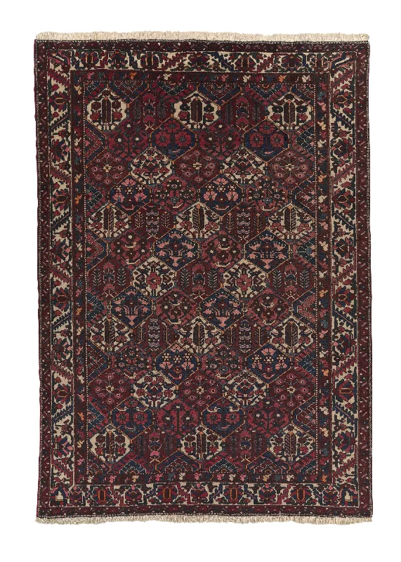 Persian Rug Bakhtiari Handmade Area Tribal Vintage 7'0"x10'0" (7x10) Red Garden Design #25878