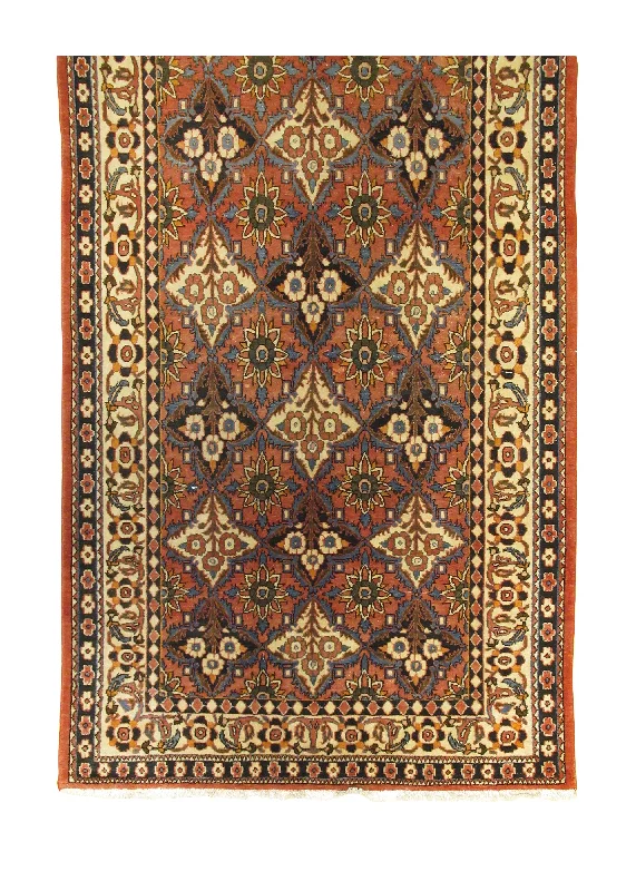 Persian Rug Bakhtiari Handmade Runner Tribal 5'0"x10'10" (5x11) Pink Whites/Beige Garden Design #A29457