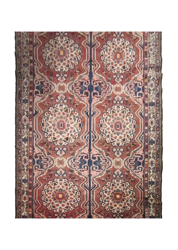 Persian Rug Bakhtiari Handmade Runner Tribal 5'3"x9'5" (5x9) Red Whites/Beige Garden Design #A17514