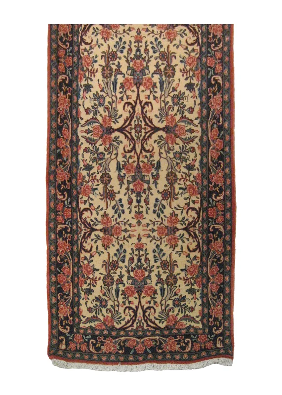 Persian Rug Bijar Handmade Runner Traditional 2'8"x6'5" (3x6) Whites/Beige Pink Floral Design #A15835