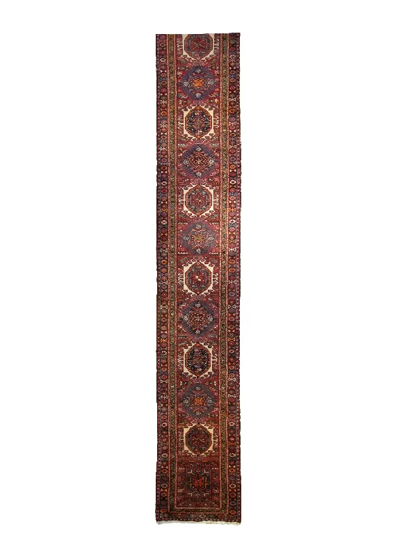 Persian Rug Gharajeh Handmade Runner Tribal 2'10"x19'2" (3x19) Red Geometric Design #A29354