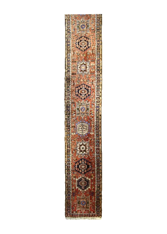 Persian Rug Gharajeh Handmade Runner Tribal 2'9"x22'2" (3x22) Red Geometric Design #A28763