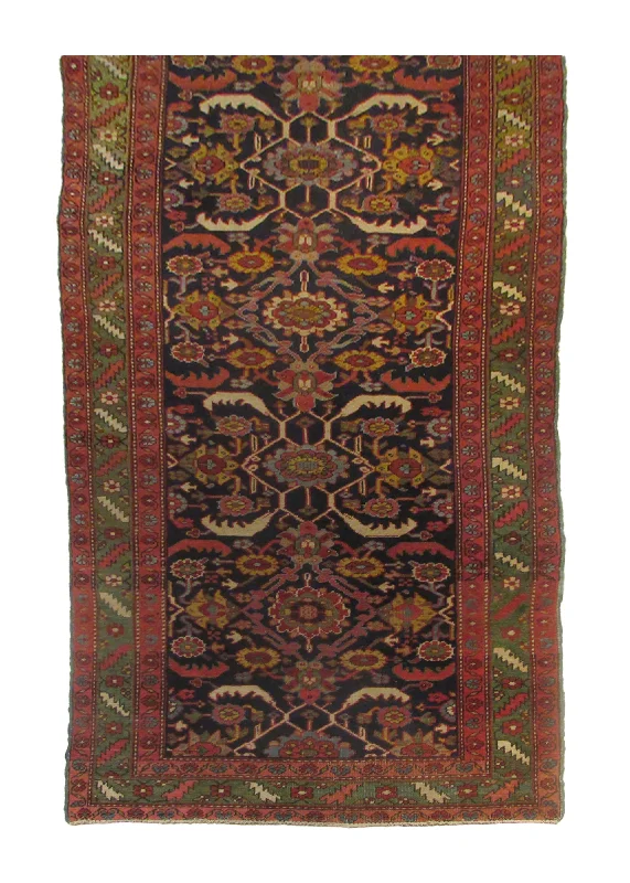 Persian Rug Gharajeh Handmade Runner Tribal Antique 3'7"x16'3" (4x16) Blue Green Red Geometric Design #A28083