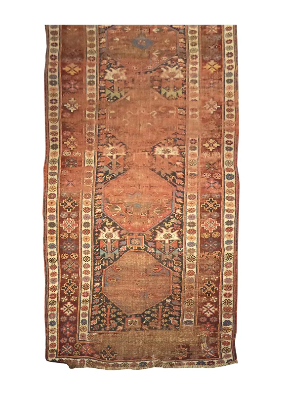 Persian Rug Ghashghaei Handmade Runner Tribal Antique 3'1"x9'6" (3x10) Blue Brown Geometric Design #A27701