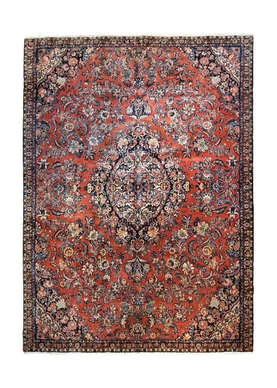 Persian Rug Hamadan Handmade Area Antique Tribal 9'2"x12'4" (9x12) Red Floral Design #A34833