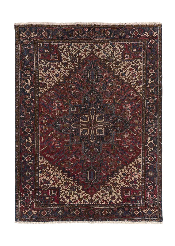 Persian Rug Heriz Handmade Area Tribal Vintage 7'10"x10'3" (8x10) Red Geometric Design #35598