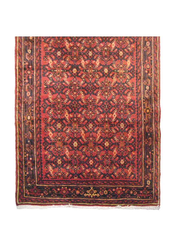 Persian Rug Hossein Abad Handmade Runner Tribal 3'11"x16'3" (4x16) Red Geometric Design #A16748