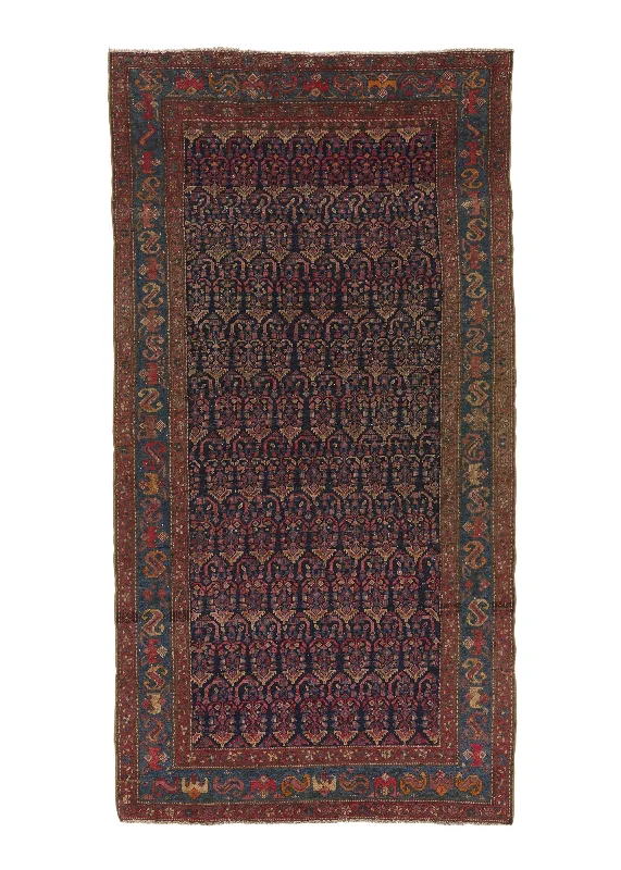 Persian Rug Malayer Handmade Area Antique Tribal 4'2"x7'10" (4x8) Orange Blue Geometric Design #26669