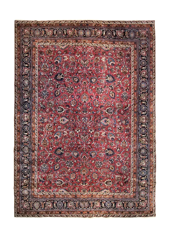 Persian Rug Mashhad Handmade Area Antique Traditional 11'5"x15'11" (11x16) Blue Floral Design #A34798