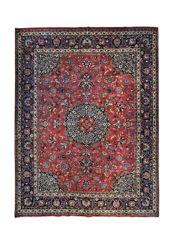 Persian Rug Mashhad Handmade Area Traditional 9'10"x12'9" (10x13) Blue Floral Design #A34795