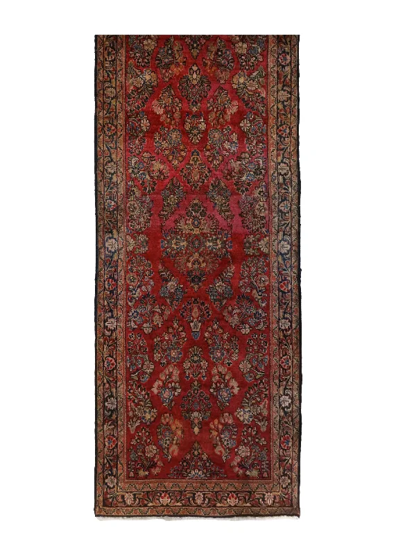 Persian Rug Sarouk Handmade Runner Traditional Antique 2'6"x6'6" (3x7) Red Blue Floral Design #A28905