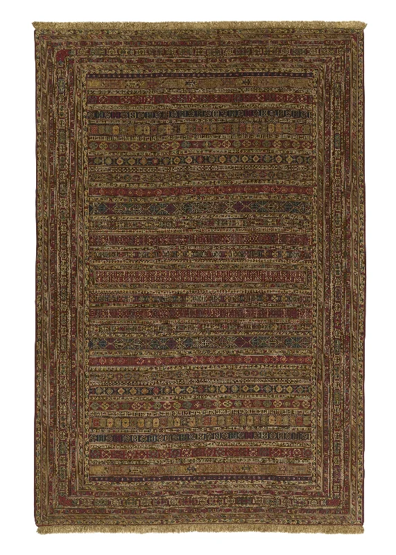 Persian Rug Sirjan Handmade Area Tribal 6'5"x9'8" (6x10) Yellow/Gold Geometric Design #34074