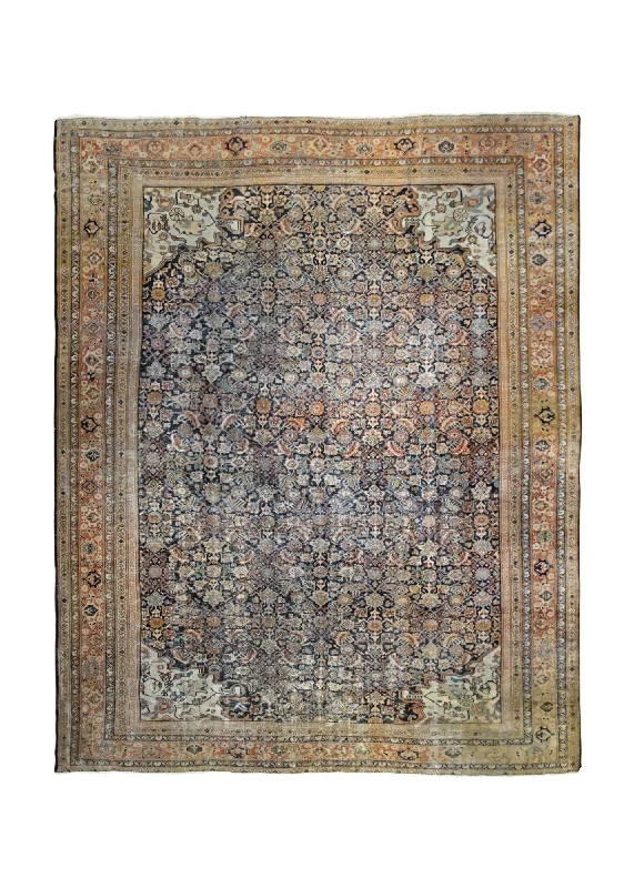 Persian Rug Sultanabad Handmade Area Antique Traditional 11'3"x13'8" (11x14) Orange Blue Herati Design #A34733