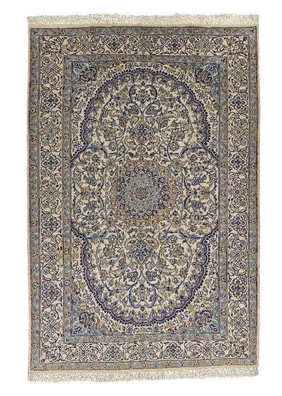 Persian Rug Tabbas Nain Handmade Area Traditional 6'7"x9'9" (7x10) Whites/Beige Blue Floral Design #28585