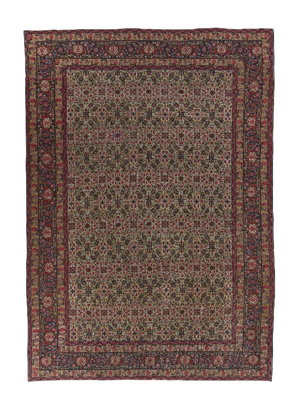 Persian Rug Tabriz Handmade Area Traditional 6'7"x9'6" (7x10) Whites/Beige Red Mahi Fish Design #23975