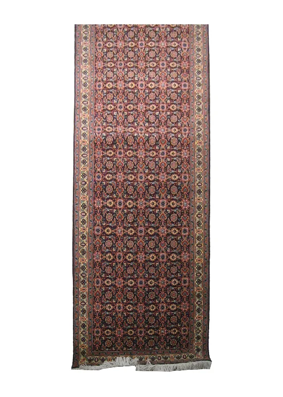 Persian Rug Tabriz Handmade Runner Traditional 2'5"x9'10" (2x10) Blue Whites/Beige Floral Mahi Fish Design #A17855