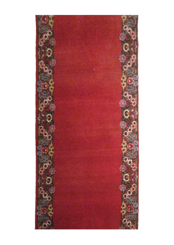 Persian Rug Tabriz Handmade Runner Traditional 3'2"x13'3" (3x13) Red Open Floral Design #A16295